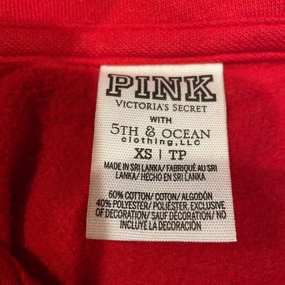 PINK VICTORIA SECRET 5TH & OCEAN KANSAS KU 1/4 ZIP SWEATSHIRT SIZE XS - Picture 9 of 10